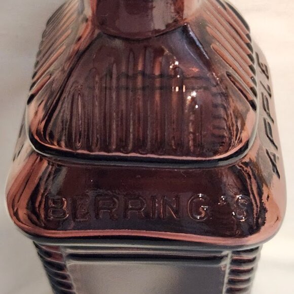 Vintage 60's Berring's Apple Bitters Square deep Amethyst Glass Bottle PA USA - Picture 8 of 10
